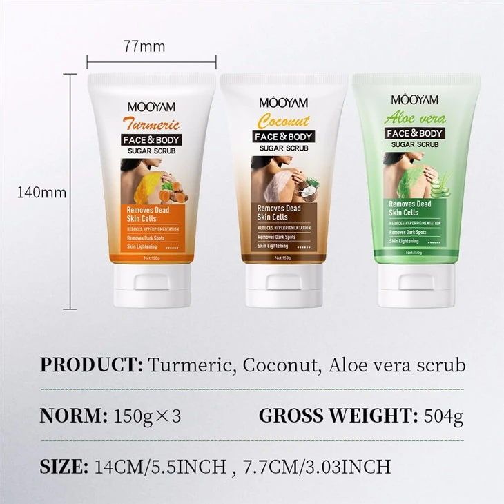 Natural Organic Exfoliating Turmeric Coconut Aloe Body Scrub